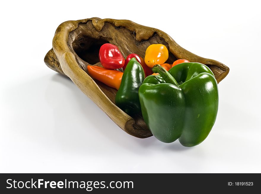 Colorful paprika on white background