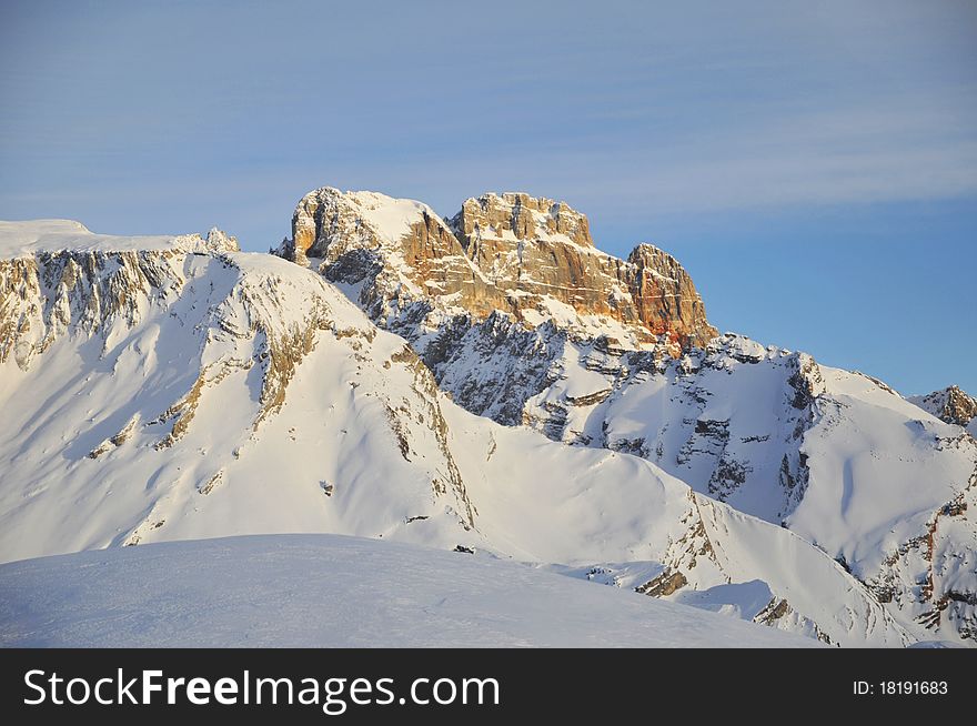 Winter landscape in the Dolomites, Italy, Alps