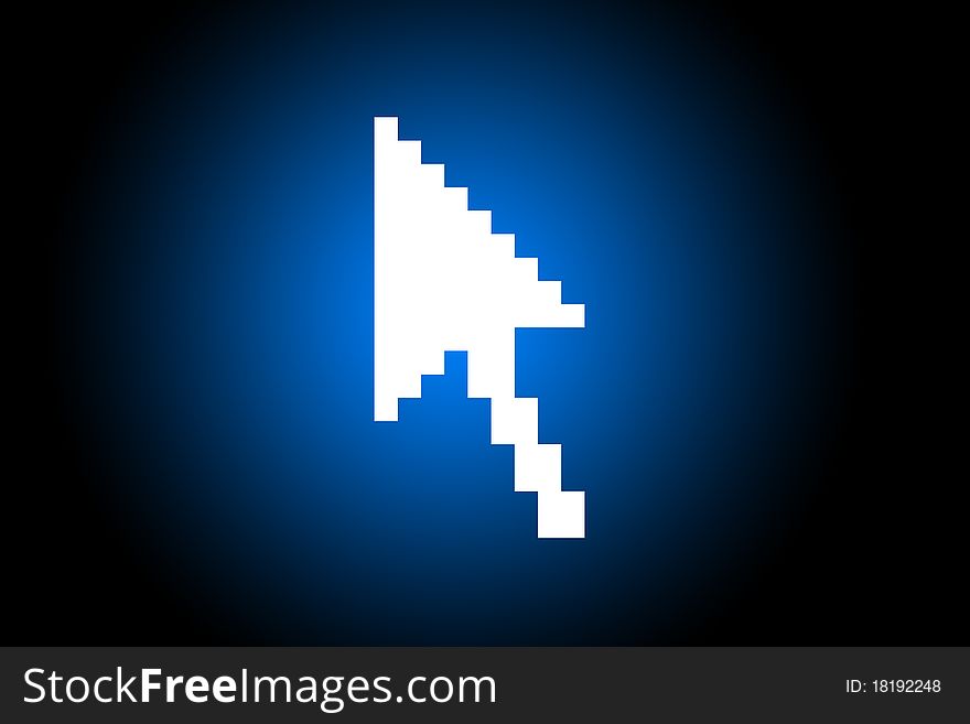 Computer cursor with glowing blue background. Computer cursor with glowing blue background