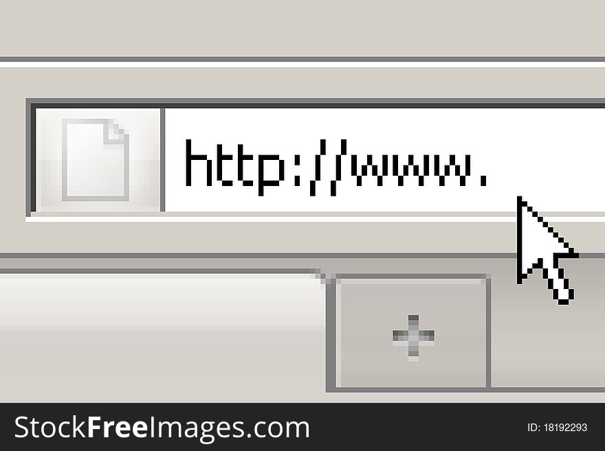 Internet address bar with www typed and a cursor. Internet address bar with www typed and a cursor