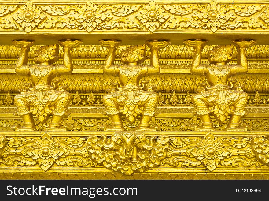 Thai traditional style stucco of temples walls. Thai traditional style stucco of temples walls