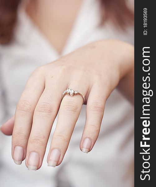 Engagement Ring Into A Finger