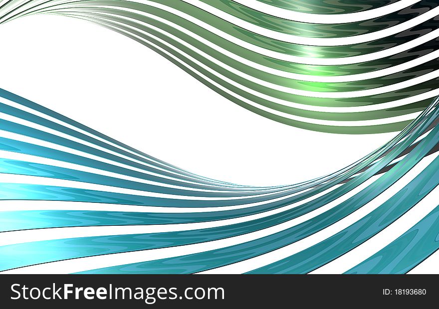 Abstract lines of blue and green colors on a white background