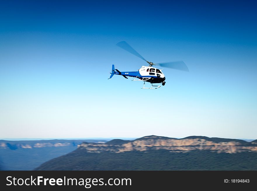 Helicopter captured in Blue Mountain Australia. Helicopter captured in Blue Mountain Australia