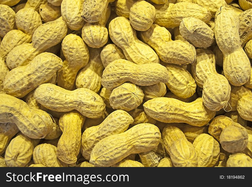 Closeup of fresh peanuts at a street sale