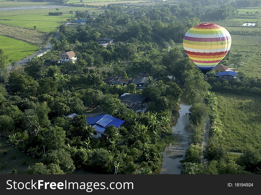 Hot air balloon floating in the sky, Thailand. Hot air balloon floating in the sky, Thailand.