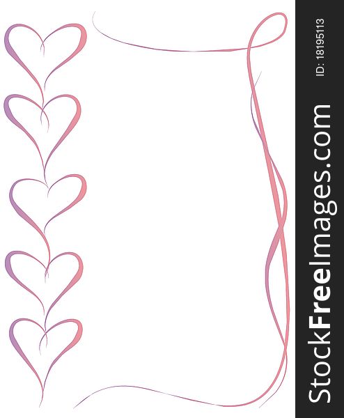 Pink violet hearts frame, valentine illustration