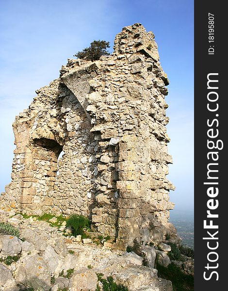 Part of Kantara castle in Northern Cyprus.The origins of the castle go back to the 10th century.
