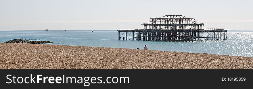 The old ruin pier at brighton in east sussex in england. The old ruin pier at brighton in east sussex in england