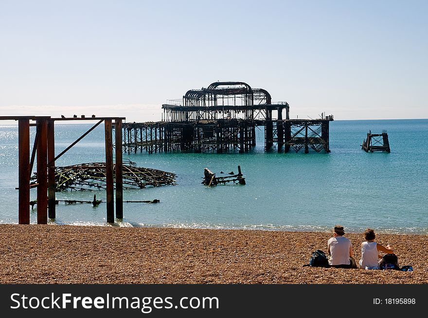 The old ruin pier at brighton in east sussex in england. The old ruin pier at brighton in east sussex in england