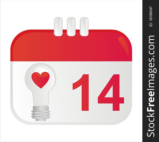 St. valentine's day calendar icon with lamp