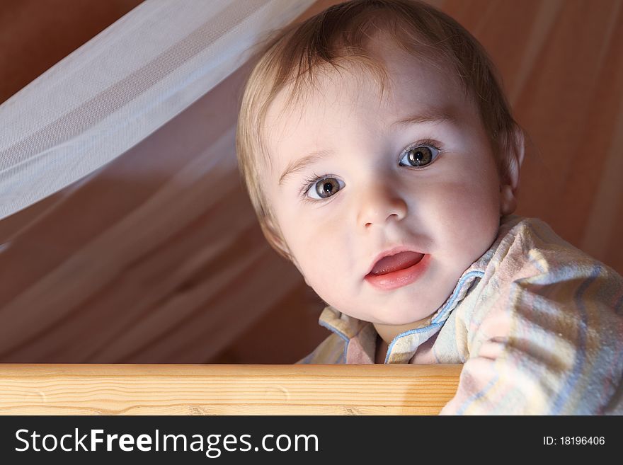 Portrait of a baby with a pacifier in his mouth. Portrait of a baby with a pacifier in his mouth