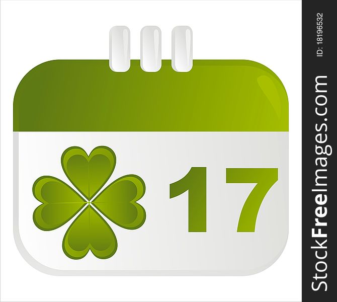 St. patrick's day calendar icon with clover