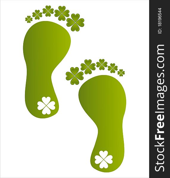 St. patrick's day foot steps isolated on white