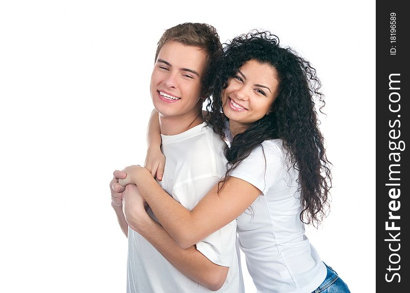 Young couple  over white background