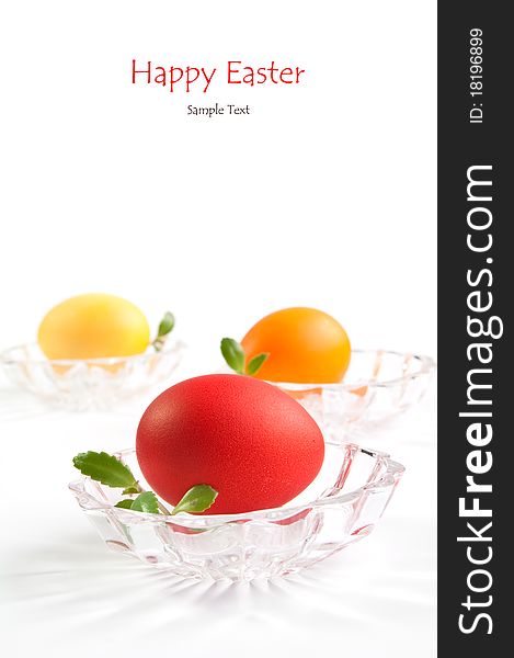 Colored Easter Eggs, white background