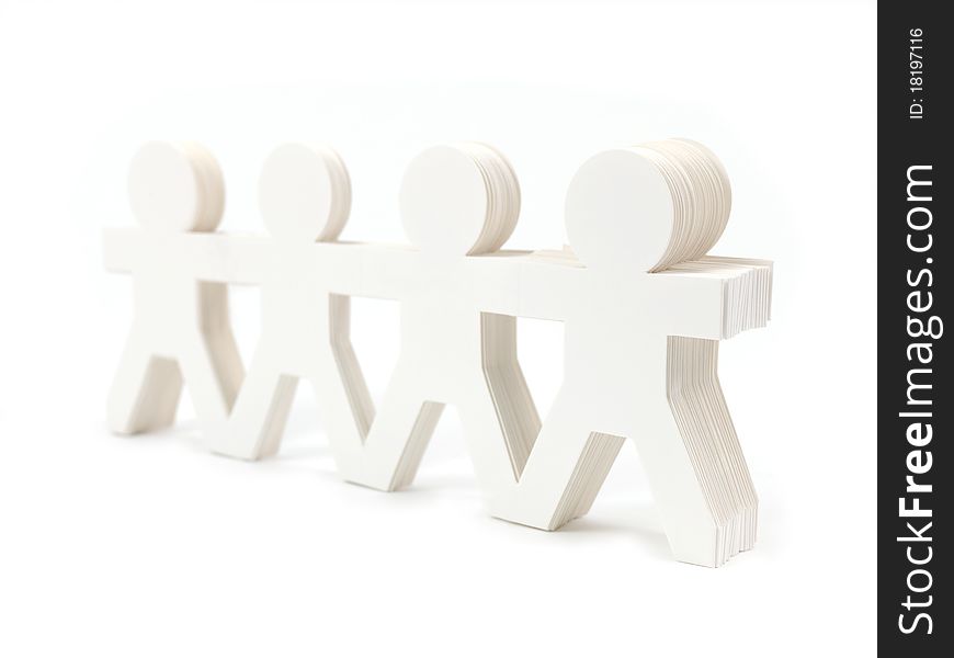 Cutout figures of people isolated against a white background