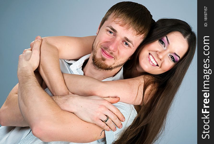 Young couple  over white background