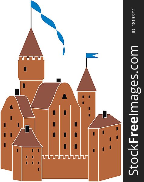 Medieval knight's castle - isolated vector illustration on white background