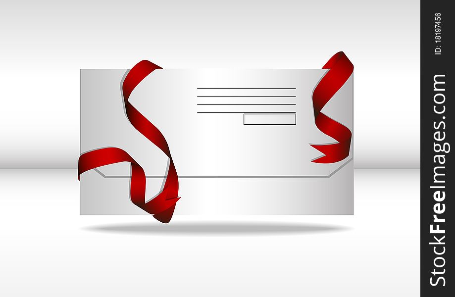 Illustration of an envelope with a red ribbon