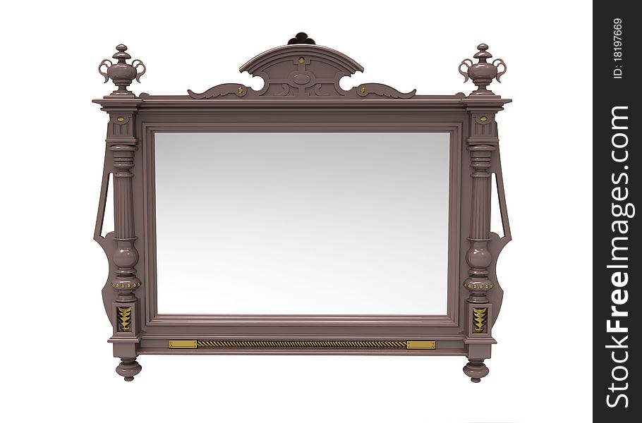 Decorative mirror rectangular on a white background