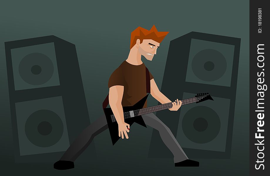 Heavy metal guitar player. Vector illustration