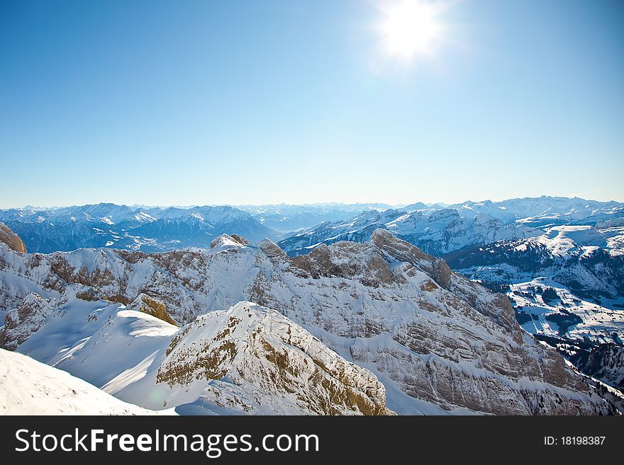 The Sun is shining in the Alps. Nice Winter Mountains. The Sun is shining in the Alps. Nice Winter Mountains.