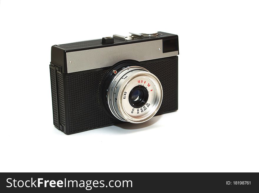 Photo of the Old film camera on white background