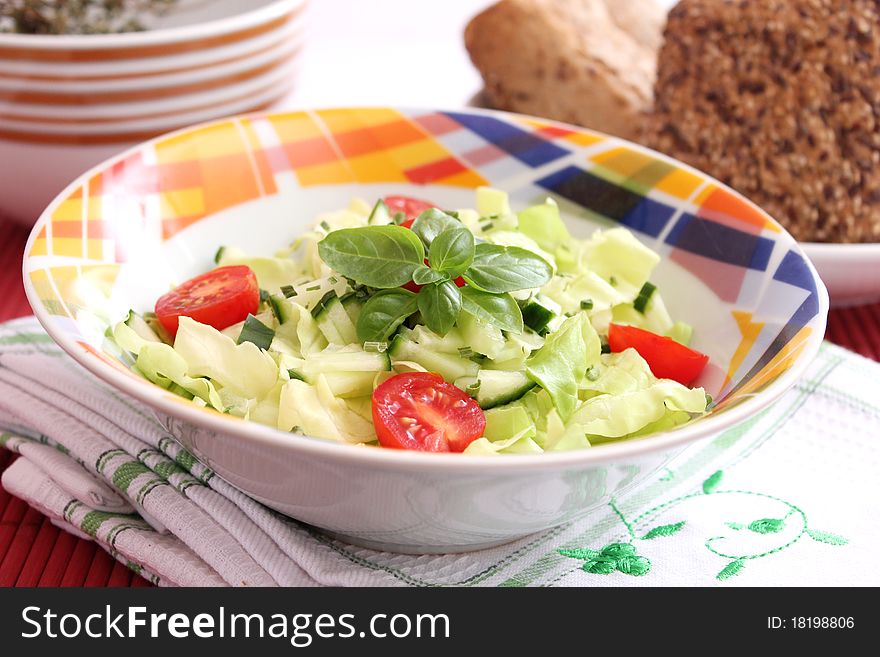 Fresh salad with tomatoes and cucumber