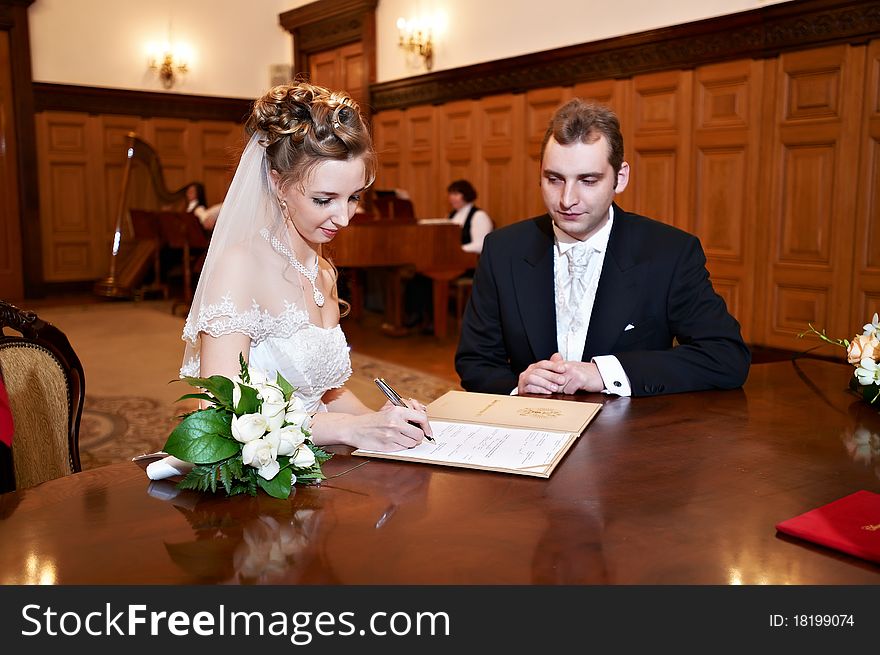 Solemn registration of marriage in the Wedding Palace in Moscow. Solemn registration of marriage in the Wedding Palace in Moscow