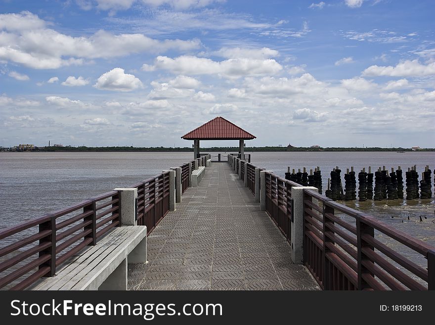 Walkway to river side at Thai gulf Thailand. Walkway to river side at Thai gulf Thailand