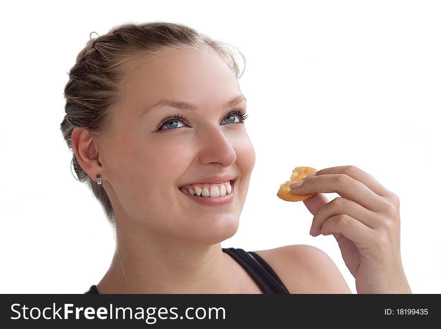 Image of a beautiful woman with cookies