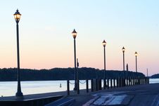 Twilight Waterfront Royalty Free Stock Photography Twilight Waterfront Royalty Free Stock Photography
