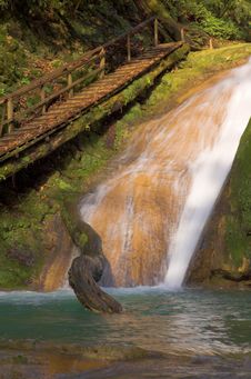 Waterfall, Stairs And Large Beam Royalty Free Stock Photos Waterfall, Stairs And Large Beam Royalty Free Stock Photos