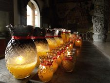 Lamps At Buddhist Temple Royalty Free Stock Photo