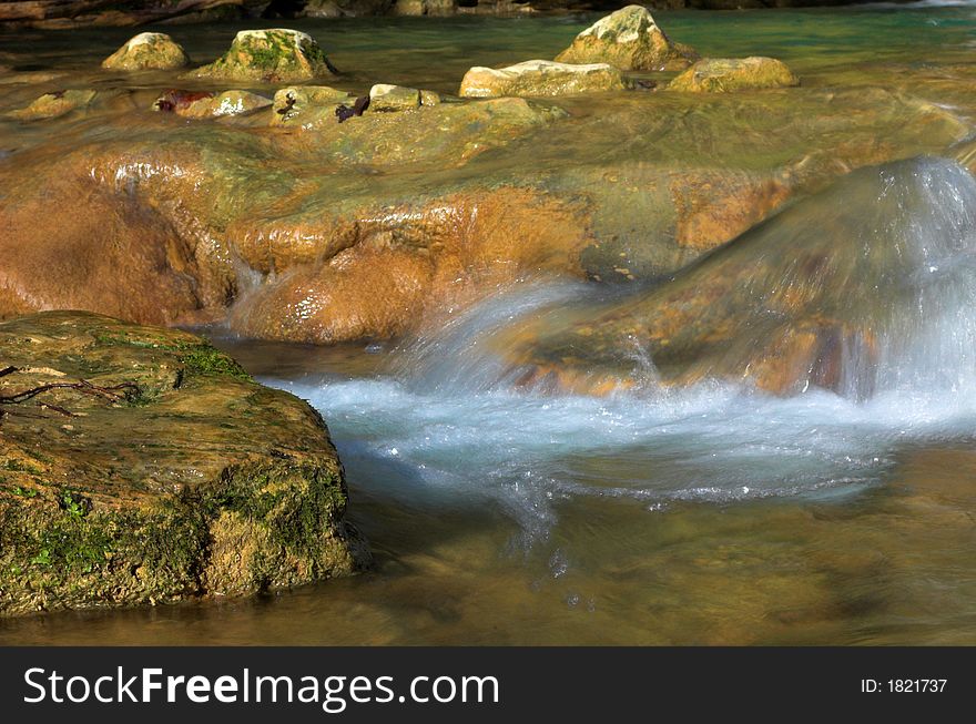 Stream and stones, part of waterfall