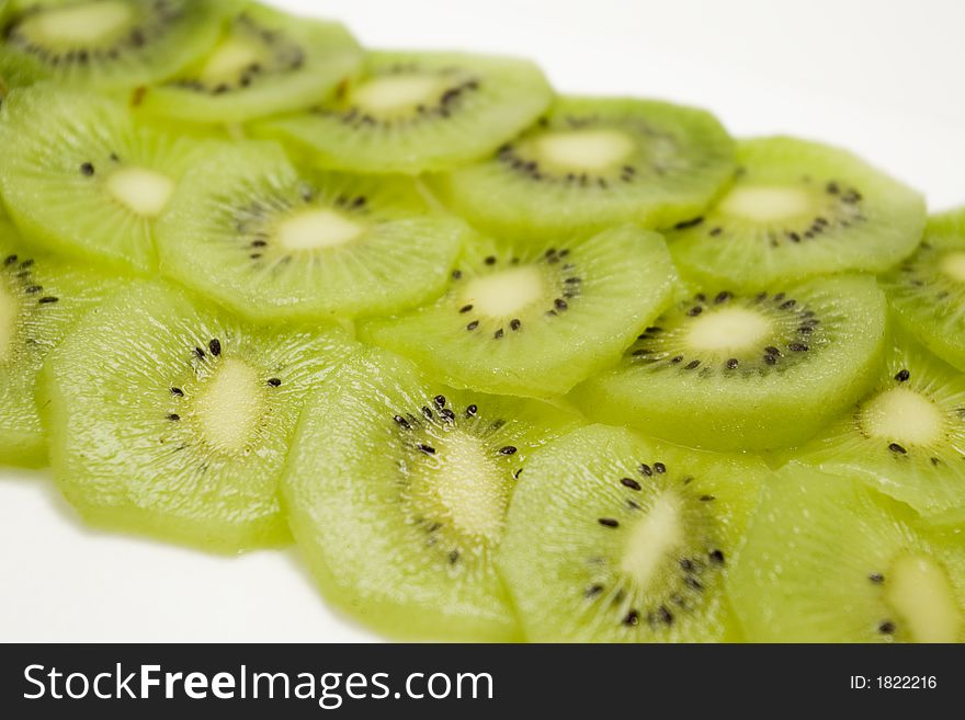 Slices of green and healthy kiwi fruit