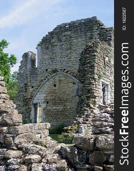 The ruins of Kirkham Priory are situated on the banks of the River Derwent, at Kirkham, North Yorkshire. The Augustinian priory was founded in the 1120s by Walter l'Espec, lord of nearby Helmsley, who also built Rievaulx Abbey.