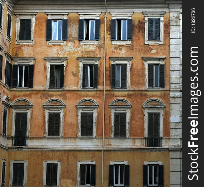 Detail of apartment building in rome, italy