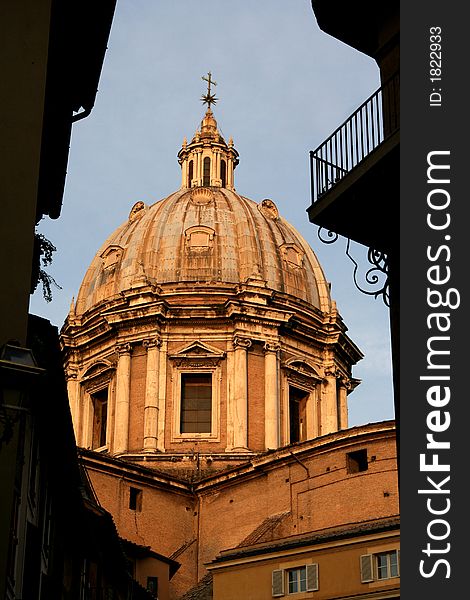 View of a dome church in rome. View of a dome church in rome