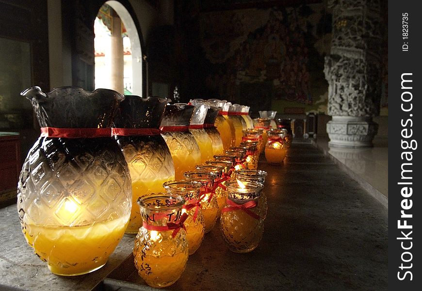 Lamps At Buddhist Temple