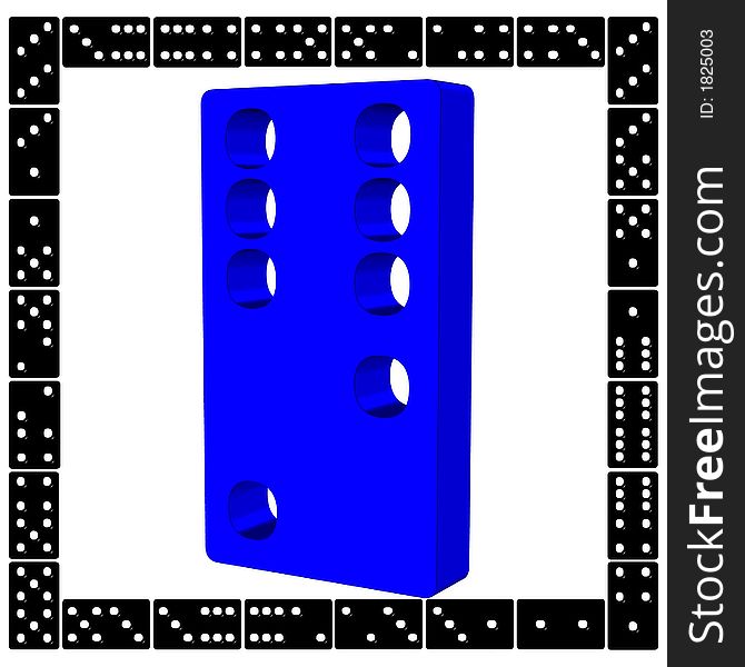 Blue domino stone - computer generated illustration