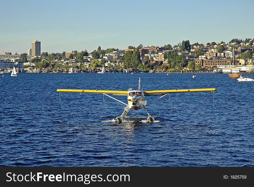 Floatplane on Lake Union in Seattle, WA. Floatplane on Lake Union in Seattle, WA