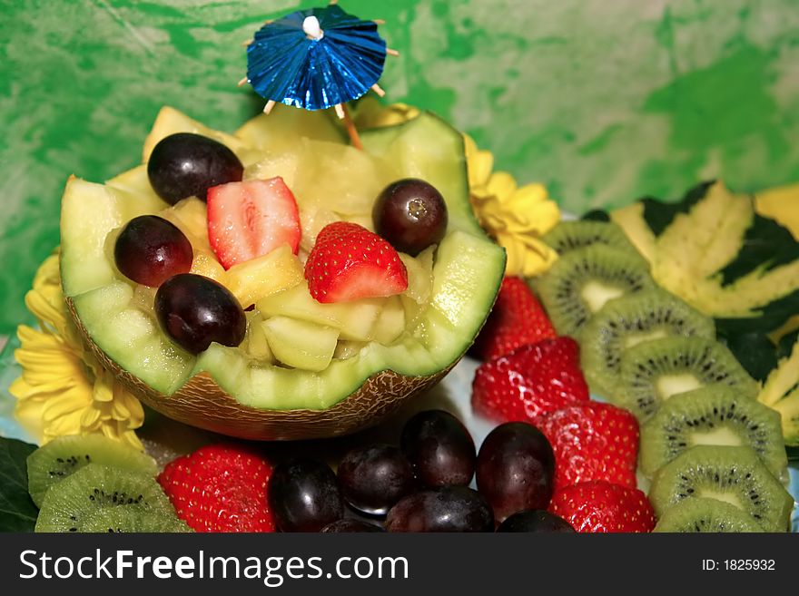 Several fruits placed in a table