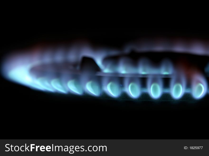 Flames from a stove isolated over black. Flames from a stove isolated over black