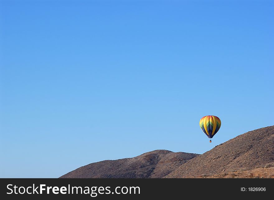 A hot air ballon and blue sky