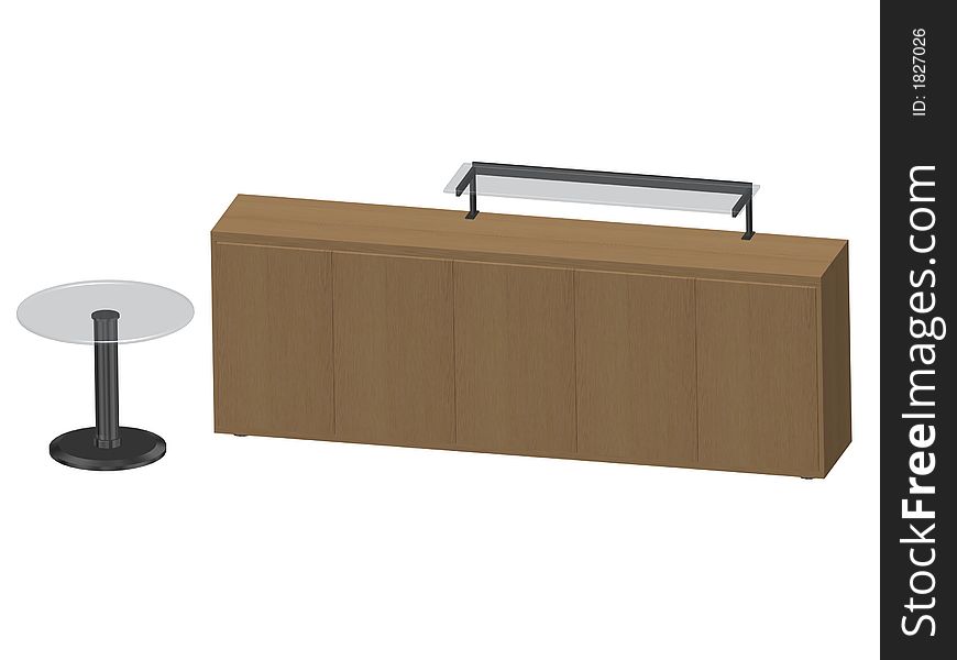 Illustration of cabinet with lamp