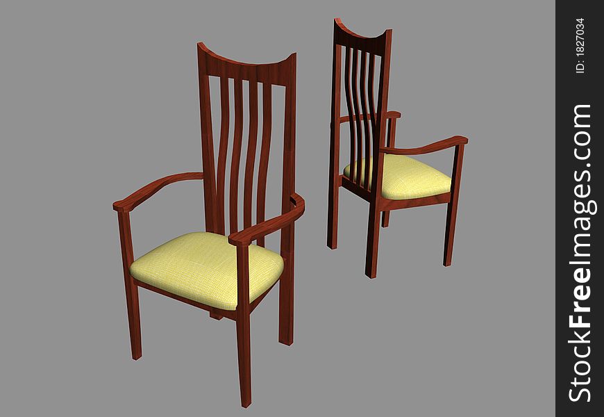 Illustration of two chairs isolated on grey