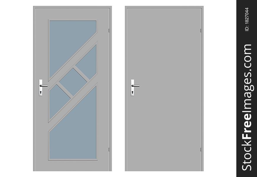 A collection of doors (illustrations) isolated on white. A collection of doors (illustrations) isolated on white