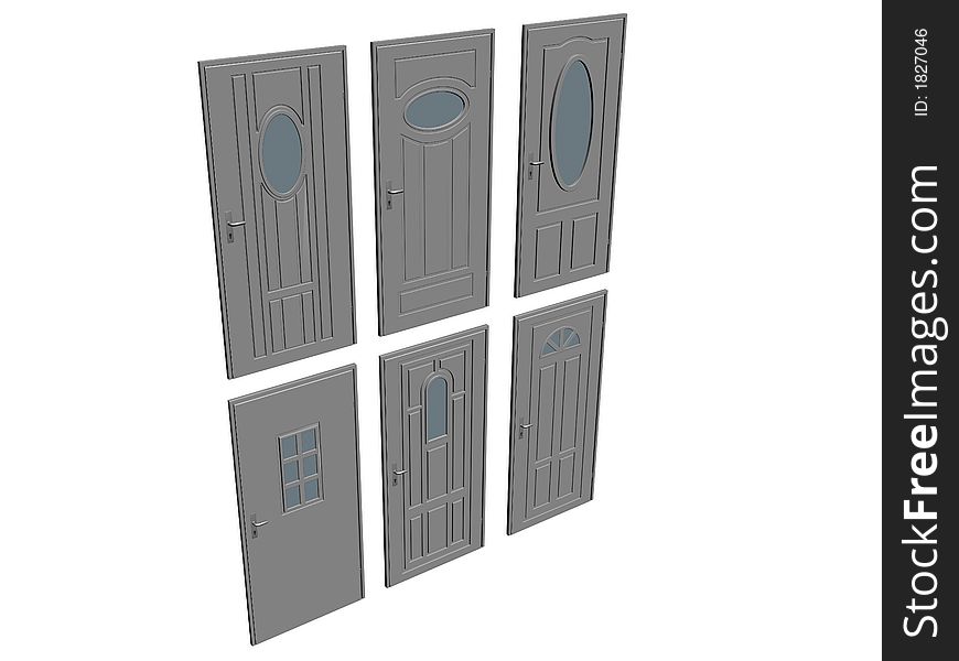 A collection of doors (illustrations) isolated on white. A collection of doors (illustrations) isolated on white